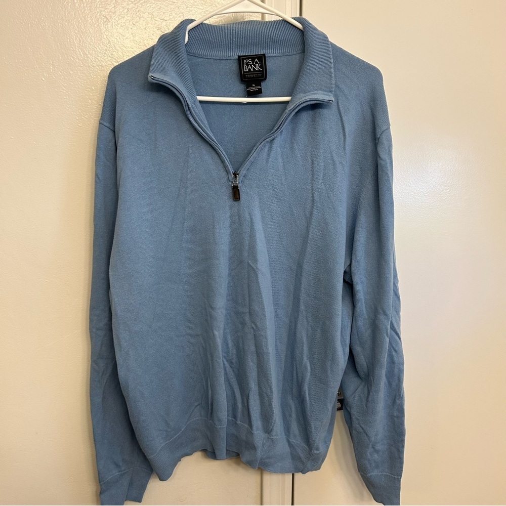 Jos. A. Bank Traveler Collection Men's XL Light Blue Quarter Zip Pullover